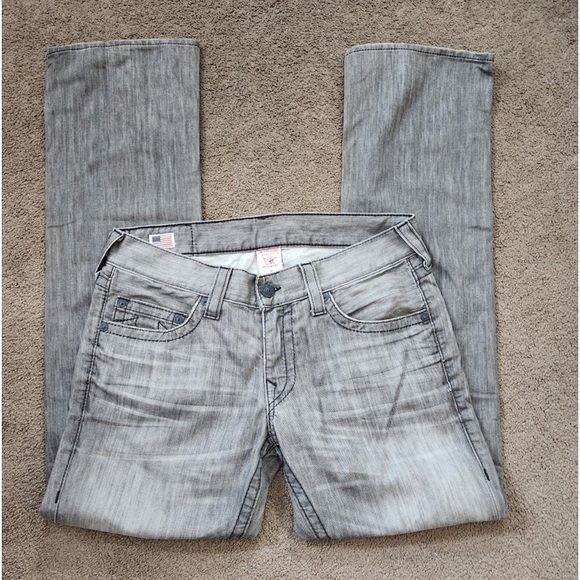 SOLD- True Religion Bobby Light Grey Wash Jeans, Men’s -32- Seat 34 - Picture 5 of 8